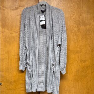 Gigio Gray Ribbed Open Cardigan, NWT